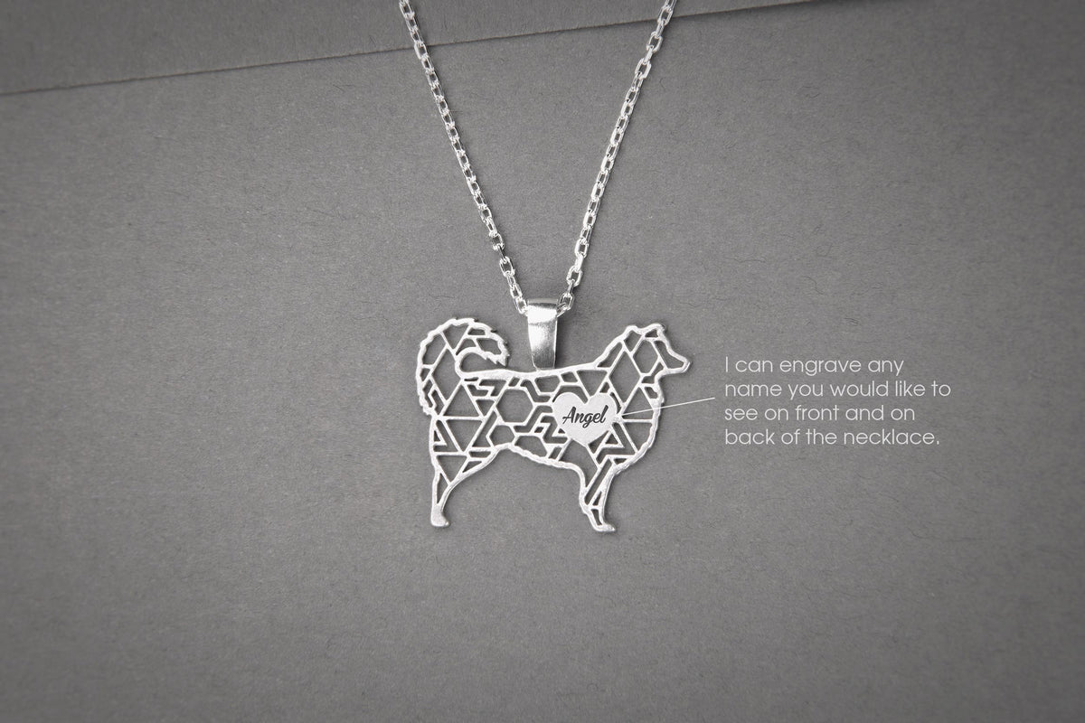 AUSTRALIAN SHEPHERD Modern Silver Necklace - 1