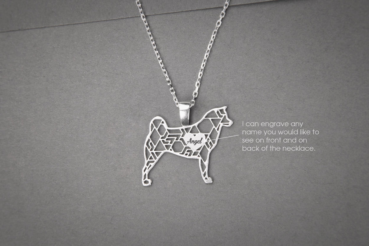 AKITA INU Modern Silver Necklace - 1 Main image
