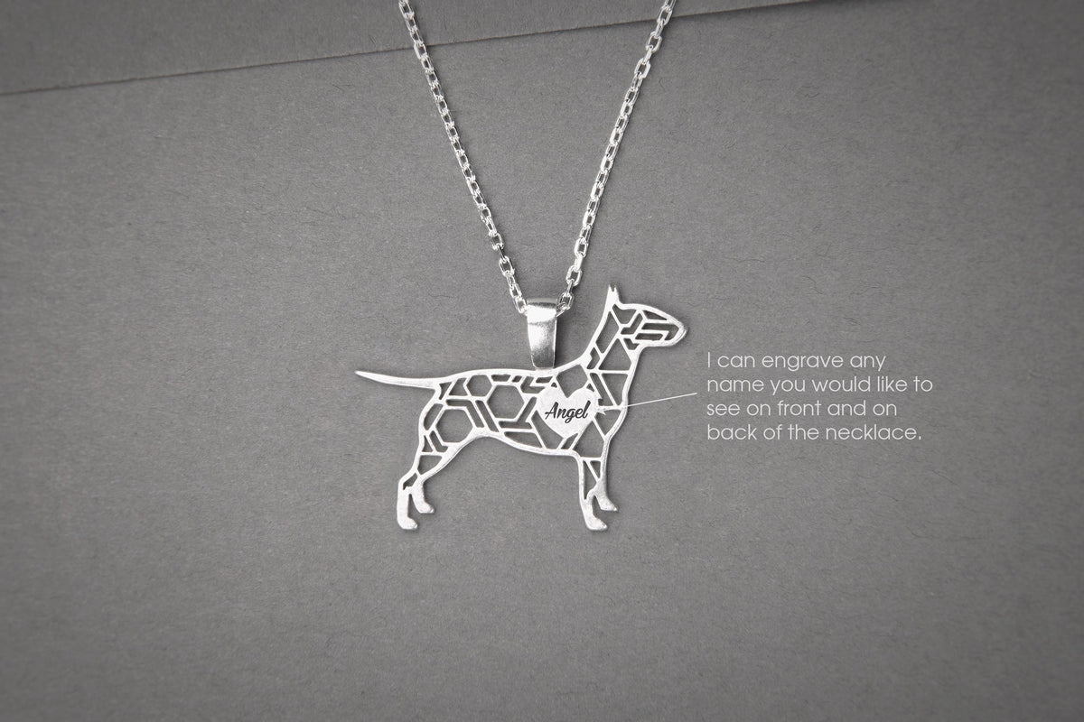 BULL TERRIER Modern Silver Necklace - 1 Main image