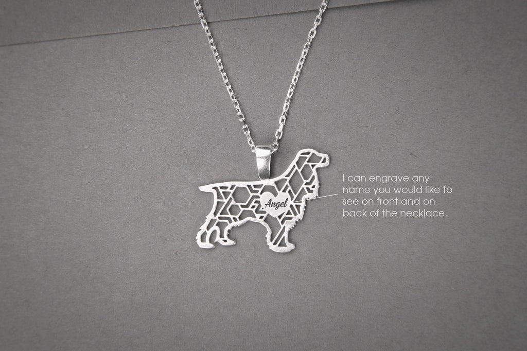 COCKER SPANIEL Modern Silver Necklace - 1