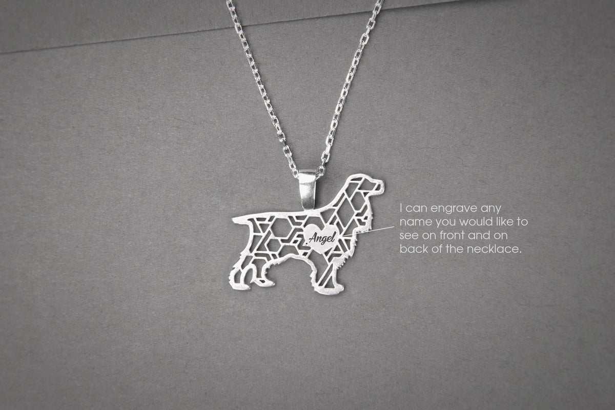 COCKER SPANIEL Modern Silver Necklace - 1
