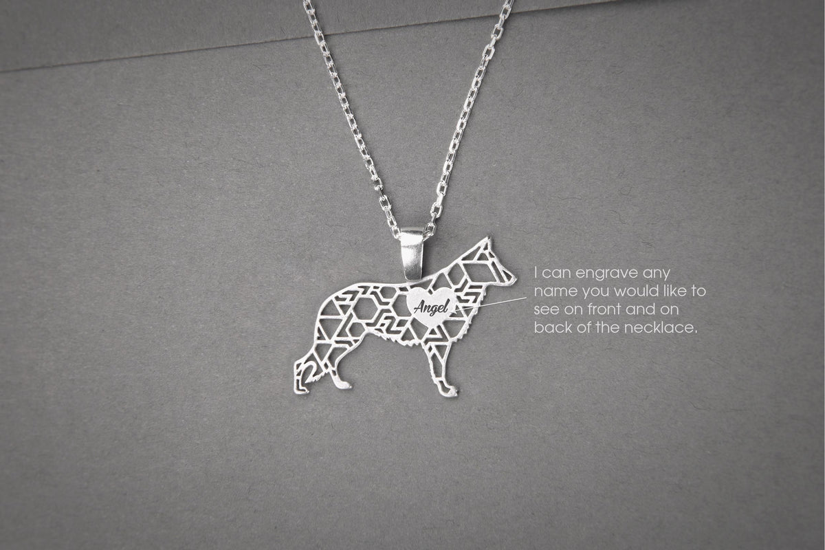 GERMAN SHEPHERD Modern Silver Necklace - 1 Main image