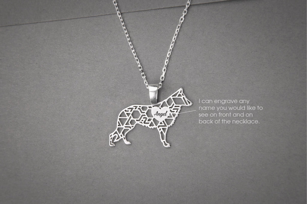 GERMAN SHEPHERD Modern Silver Necklace - 1