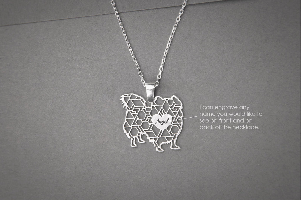PEKINGESE LONGHAIRED Modern Silver Necklace - 1
