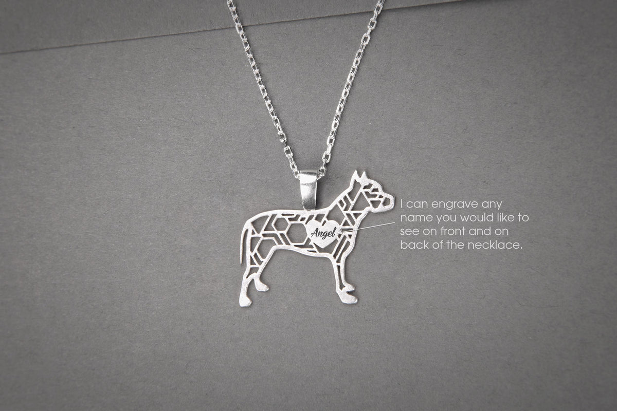 PITBULL TERRIER Modern Silver Necklace - 1 Main image