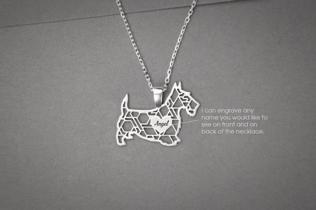 SCOTTISH TERRIER Modern Silver Necklace - 1 Main image