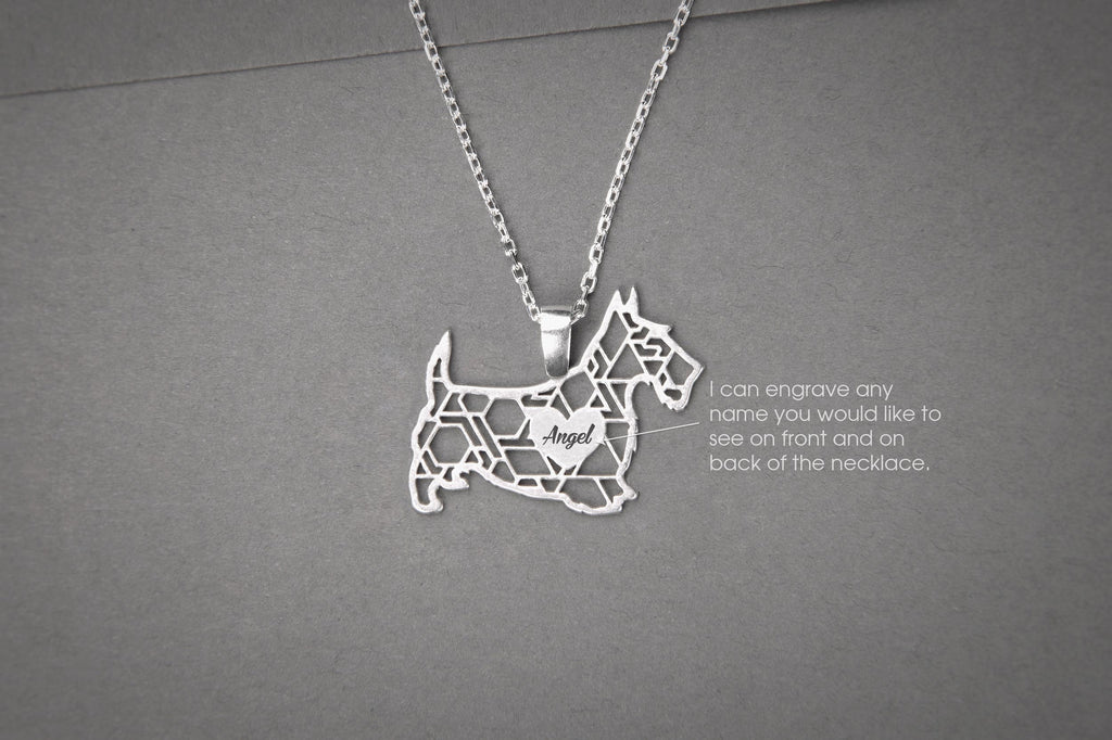 SCOTTISH TERRIER Modern Silver Necklace - 1
