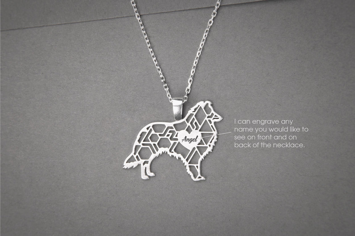 SHETLAND SHEEPDOG Modern Silver Necklace - 1 Main image