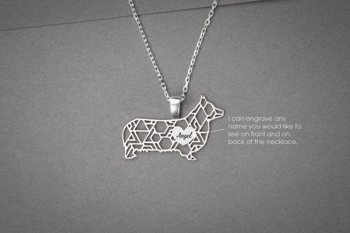 PEMBROKE WELSH CORGI Modern Silver Necklace - 1 Main image