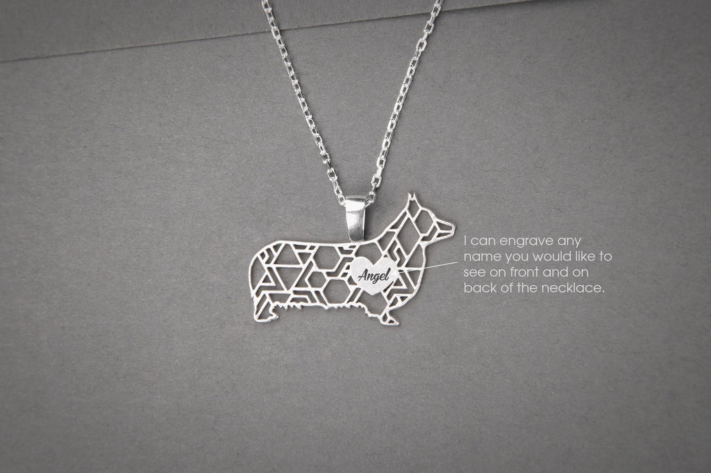 PEMBROKE WELSH CORGI Modern Silver Necklace - 1