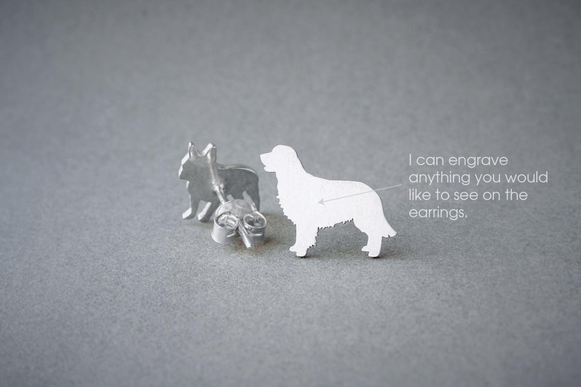 GOLDEN RETRIEVER Stud Silver Earring - 1 Main image