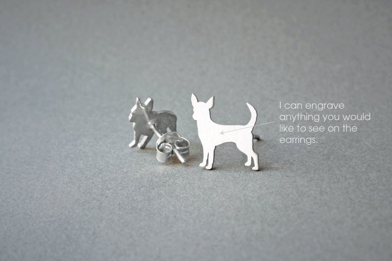 CHIHUAHUA Stud Silver Earring - 1 Main image