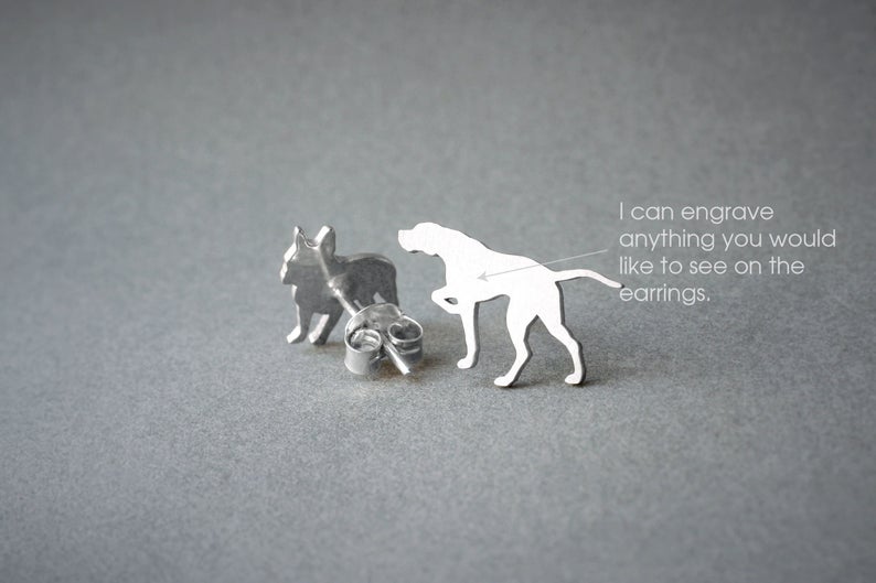 ENGLISH POINTER Stud Silver Earring - 1