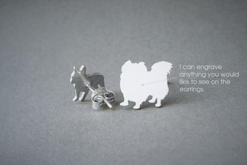 PEKINGESE LONGHAIRED Stud Silver Earring - 1 Main image