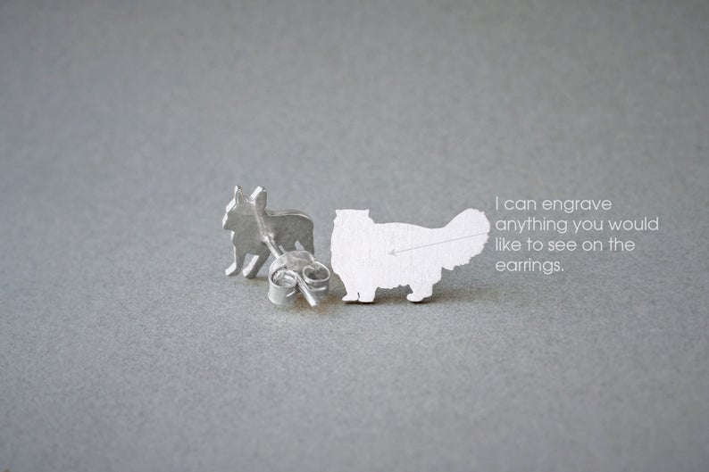PERSIAN CAT Stud Silver Earring - 1 Main image