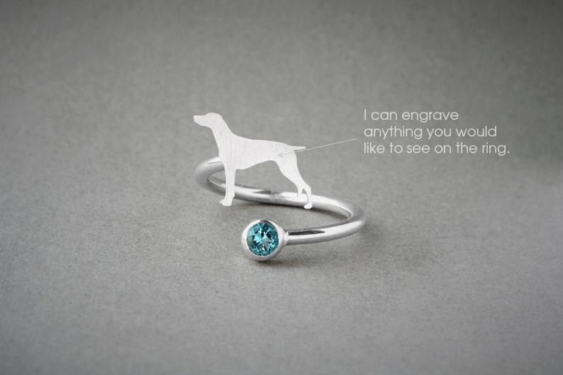 GERMAN SHORTHAIR POINTER-Birthstone Silver Ring - 1 Main image
