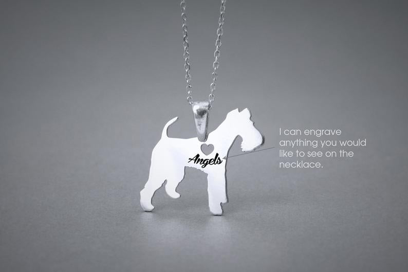 WIRE FOX TERRIER Heart Silver Necklace - 1