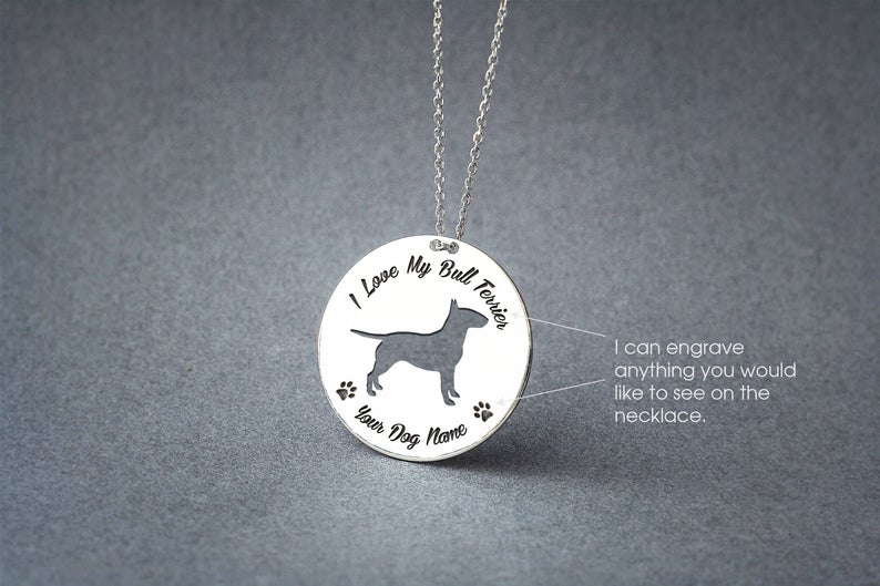 BULL TERRIER Disc Silver Necklace - 1 Main image