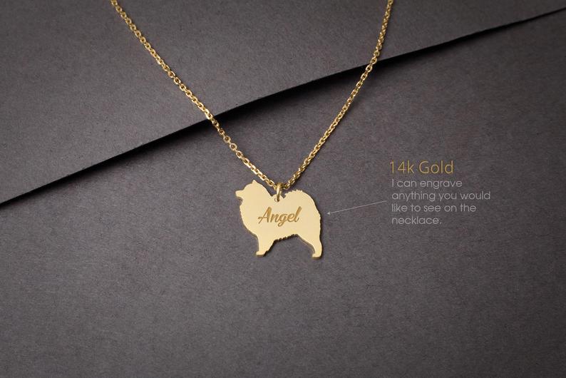 SAMOYED 14K Solid GOLD Tiny Necklace - 1 Main image