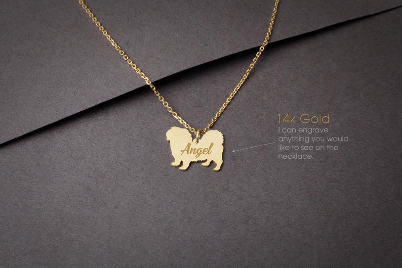 PEKINGESE SHORTHAIRED 14K Solid GOLD Tiny Necklace - 1 Main image