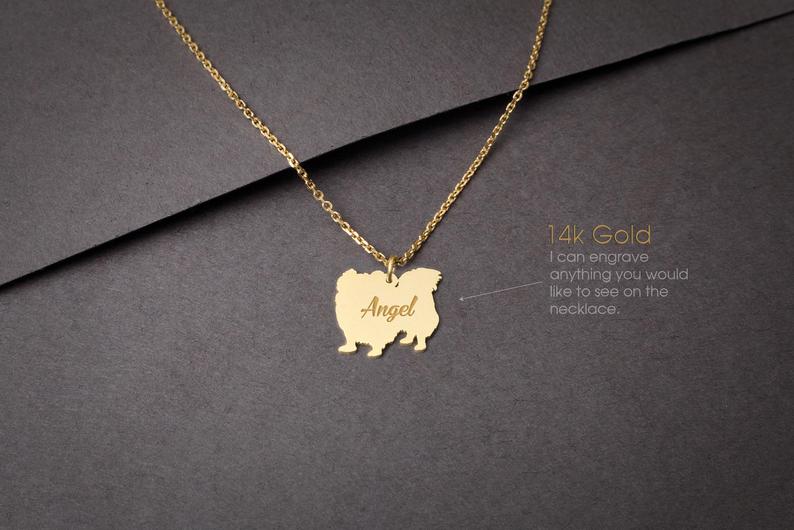 PEKINGESE LONGHAIRED 14K Solid GOLD Tiny Necklace - 1 Main image