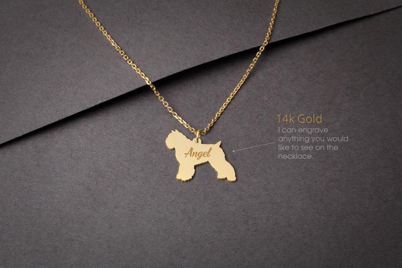 BOUVIER DES FLANDRES 14K Solid GOLD Tiny Necklace - 1