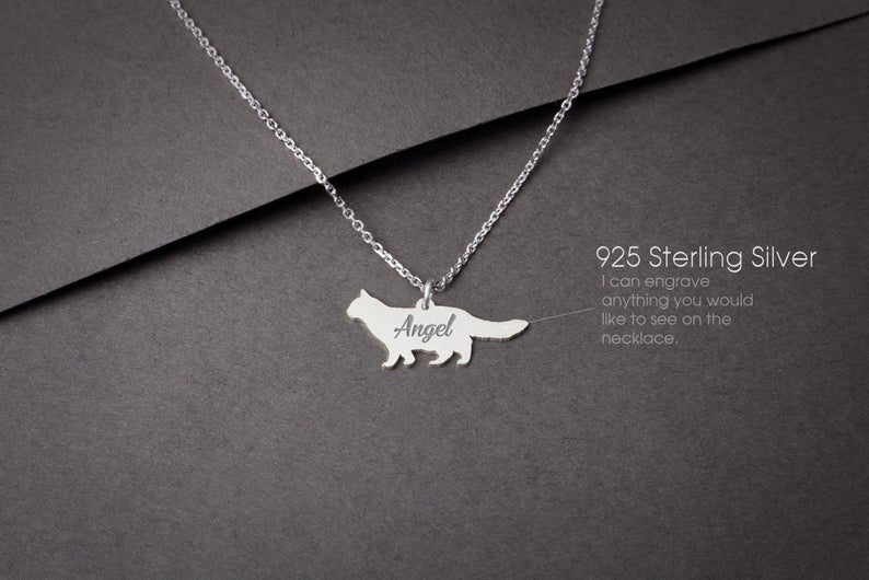 CAT LONGHAIRED Tiny Silver Necklace - 1 Main image