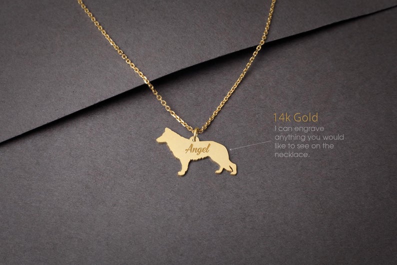 GERMAN SHEPHERD 14K Solid GOLD Tiny Necklace - 1 Main image