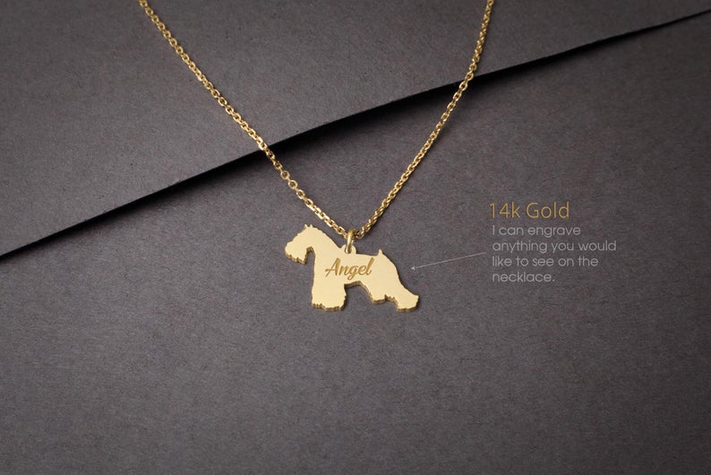 SCHNAUZER 14K Solid GOLD Tiny Necklace - 1 Main image
