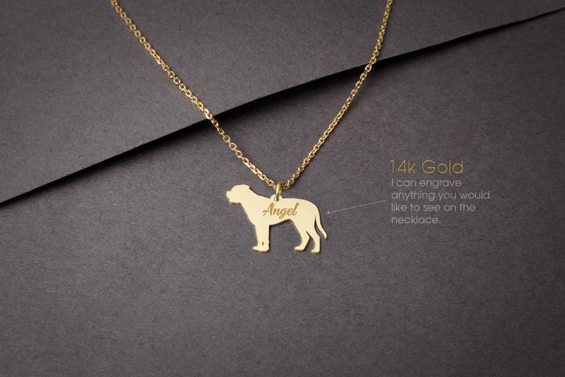 MASTIFF 14K Solid GOLD Tiny Necklace - 1 Main image