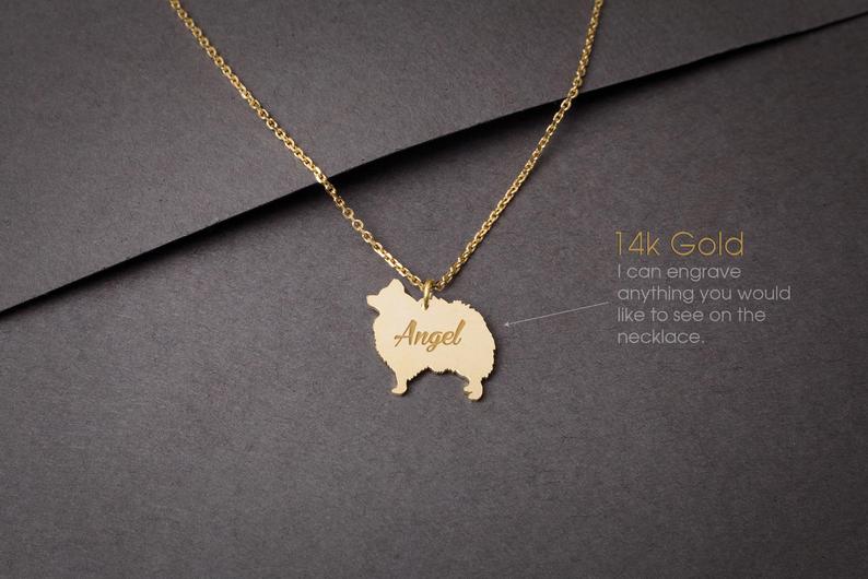 POMERANIAN 14K Solid GOLD Tiny Necklace - 1 Main image