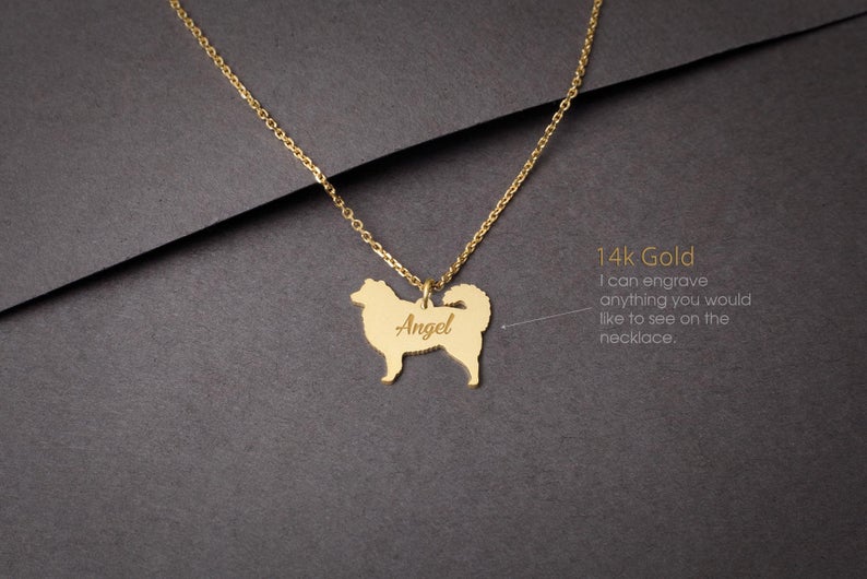 AUSTRALIAN SHEPHERD 14K Solid GOLD Tiny Necklace - 1 Main image
