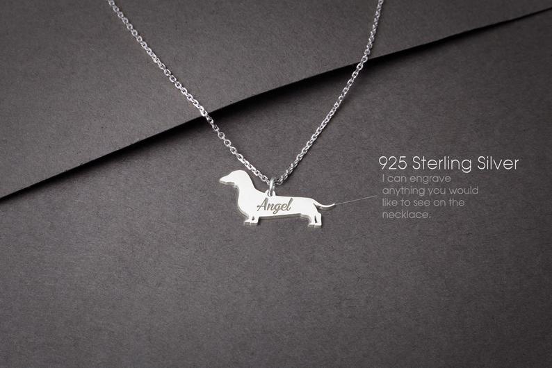 DACHSHUND SHORTHAIRED Tiny Silver Necklace - 1