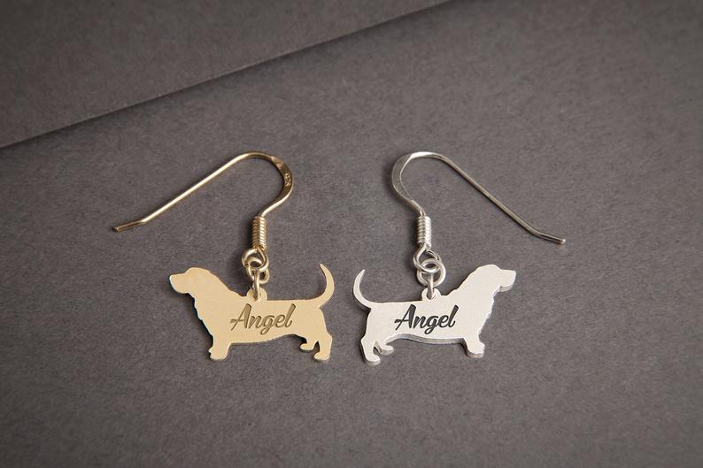 BASSET HOUND Dangle Silver Earring - 1 Main image