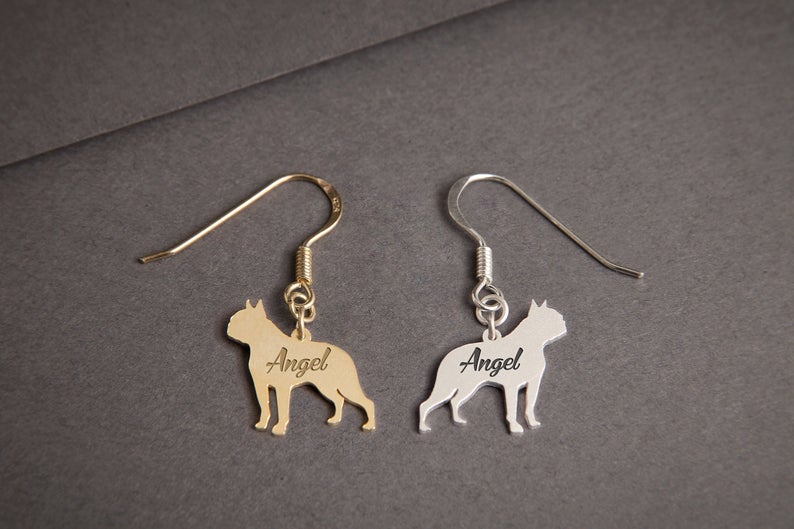 BOSTON TERRIER Dangle Silver Earring - 1 Main image