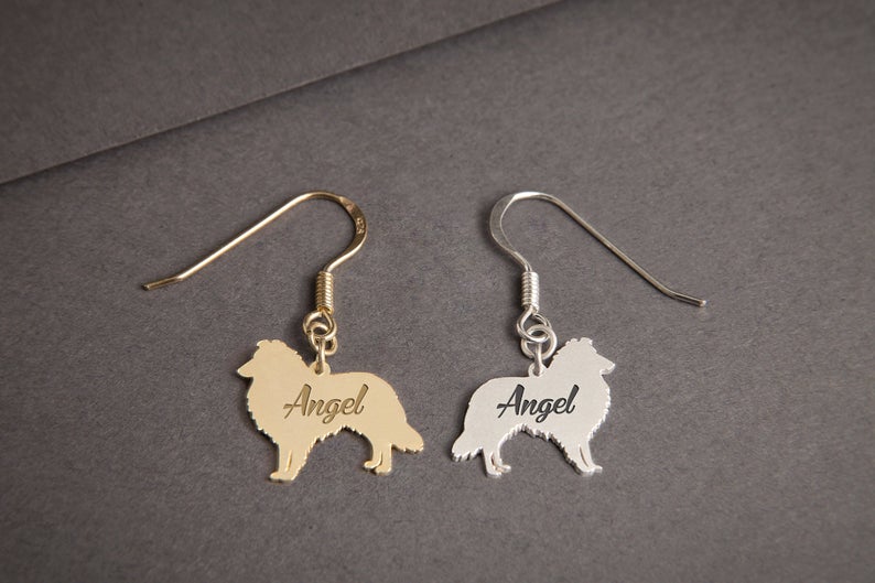 SHETLAND SHEEPDOG Dangle Silver Earring - 1 Main image