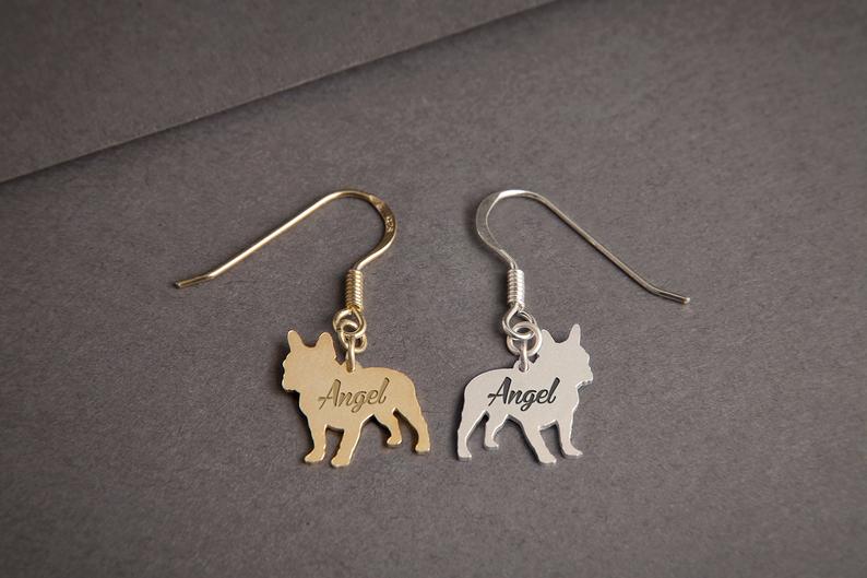 FRENCH BULLDOG Dangle Silver Earring - 1 Main image