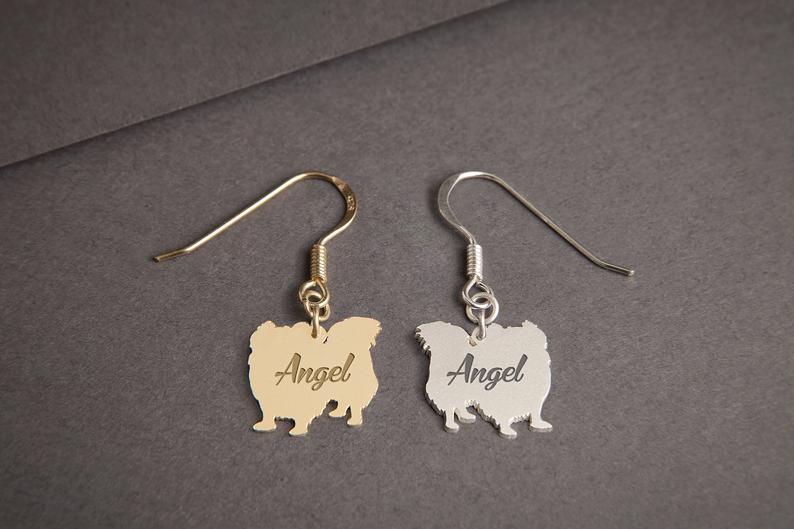 PEKINGESE LONGHAIRED Dangle Silver Earring - 1 Main image
