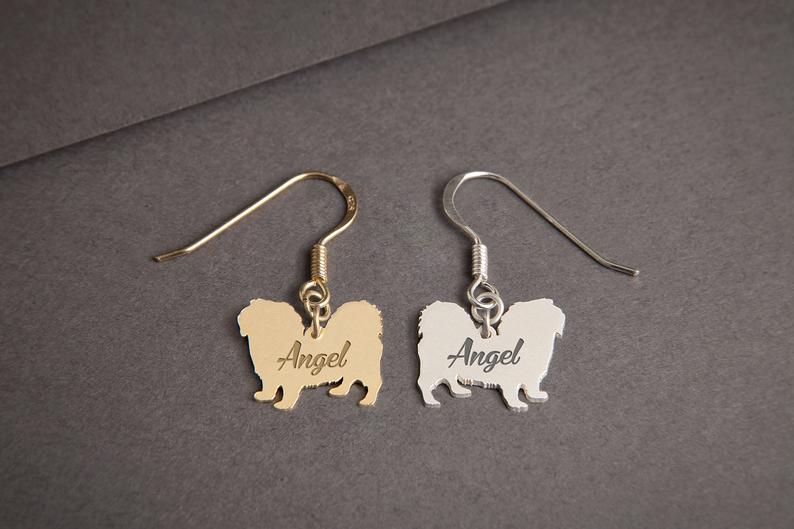 PEKINGESE SHORTHAIRED Dangle Silver Earring - 1 Main image