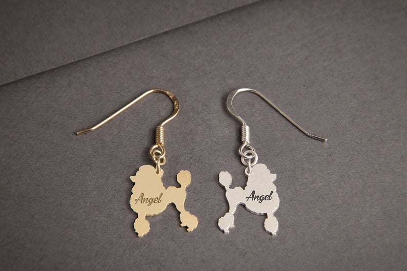 POODLE Dangle Silver Earring - 1 Main image
