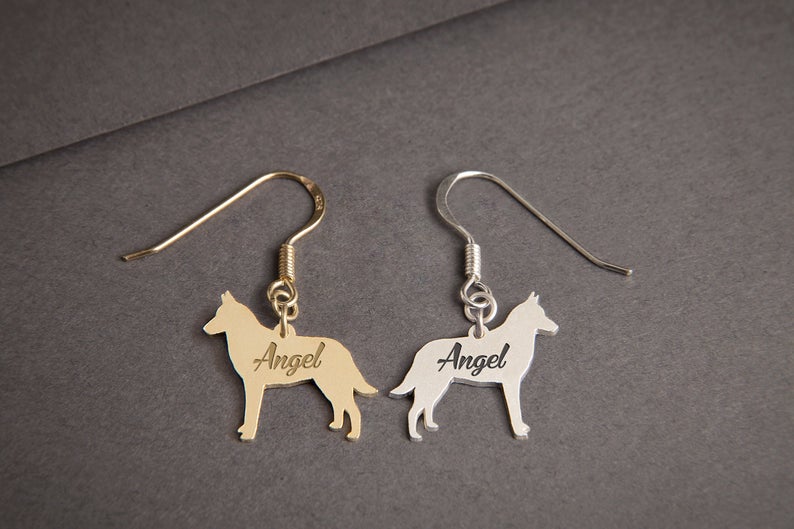 BELGIAN MALINOIS Dangle Silver Earring - 1