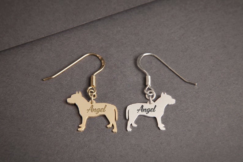 PITBULL TERRIER Dangle Silver Earring - 1 Main image