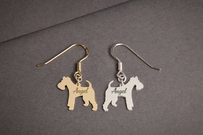 WIRE FOX TERRIER Dangle Silver Earring - 1 Main image