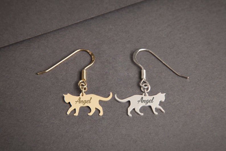 CAT SHORTHAIRED Dangle Silver Earring - 1 Main image