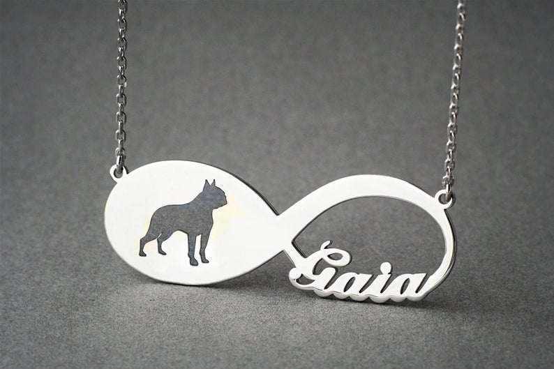BOSTON TERRIER Infinity Silver Necklace - 1 Main image