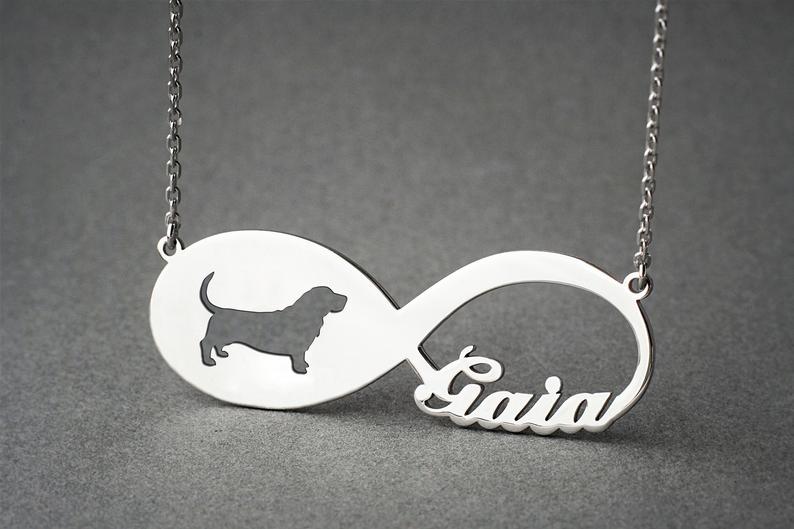 BASSET HOUND Infinity Silver Necklace - 1 Main image