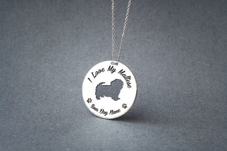MALTESE TERRIER Disc Silver Necklace - 1 Main image