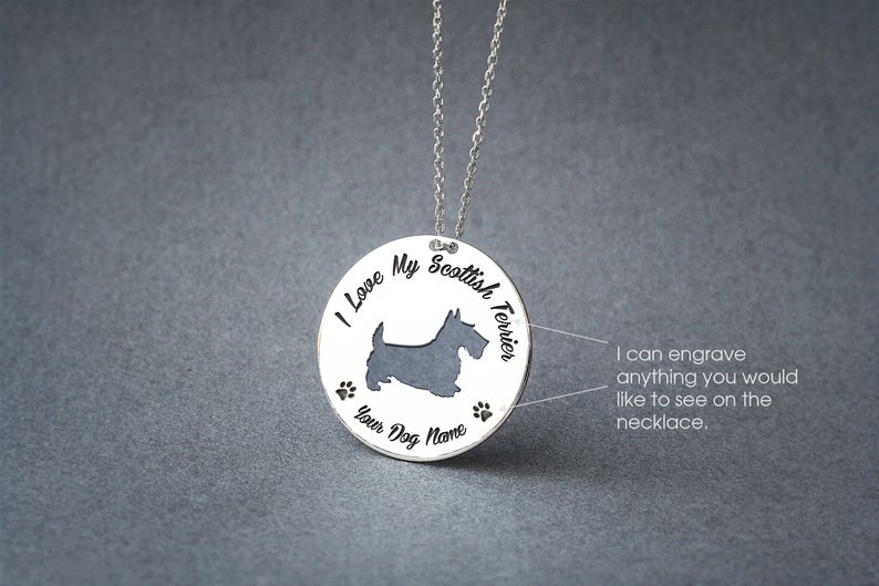 SCOTTISH TERRIER Disc Silver Necklace - 1 Main image