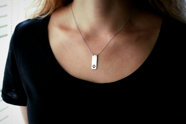 VERTICAL BAR PAW Print Necklace - 2