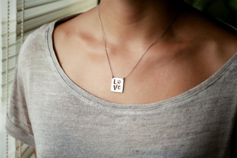 Square PAW LOVE Necklace - 2